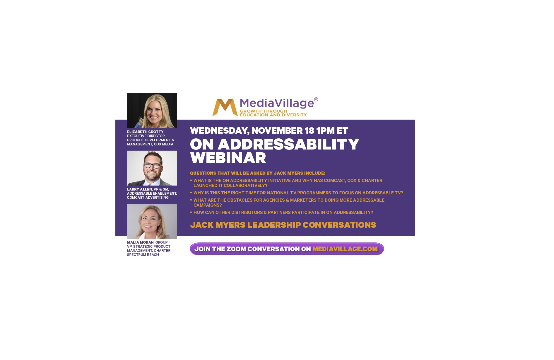 Cover image for  article: "On Addressability" How-to Webinar this Wednesday 1pm ET Live at MediaVillage.com