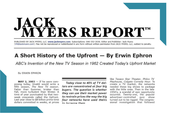 Erwin Ephron’s Short History of the Upfront from 2003