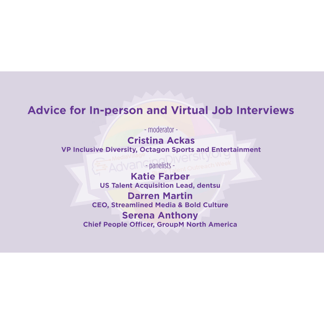 Cover image for  article: Advancing Diversity Week: Advice for In-Person and Virtual Job Interviews -- Watch On Demand