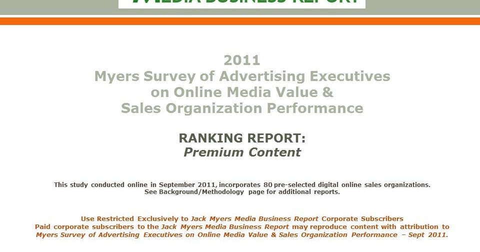Myers Online Media Survey Report Attached Premium Content MediaVillage